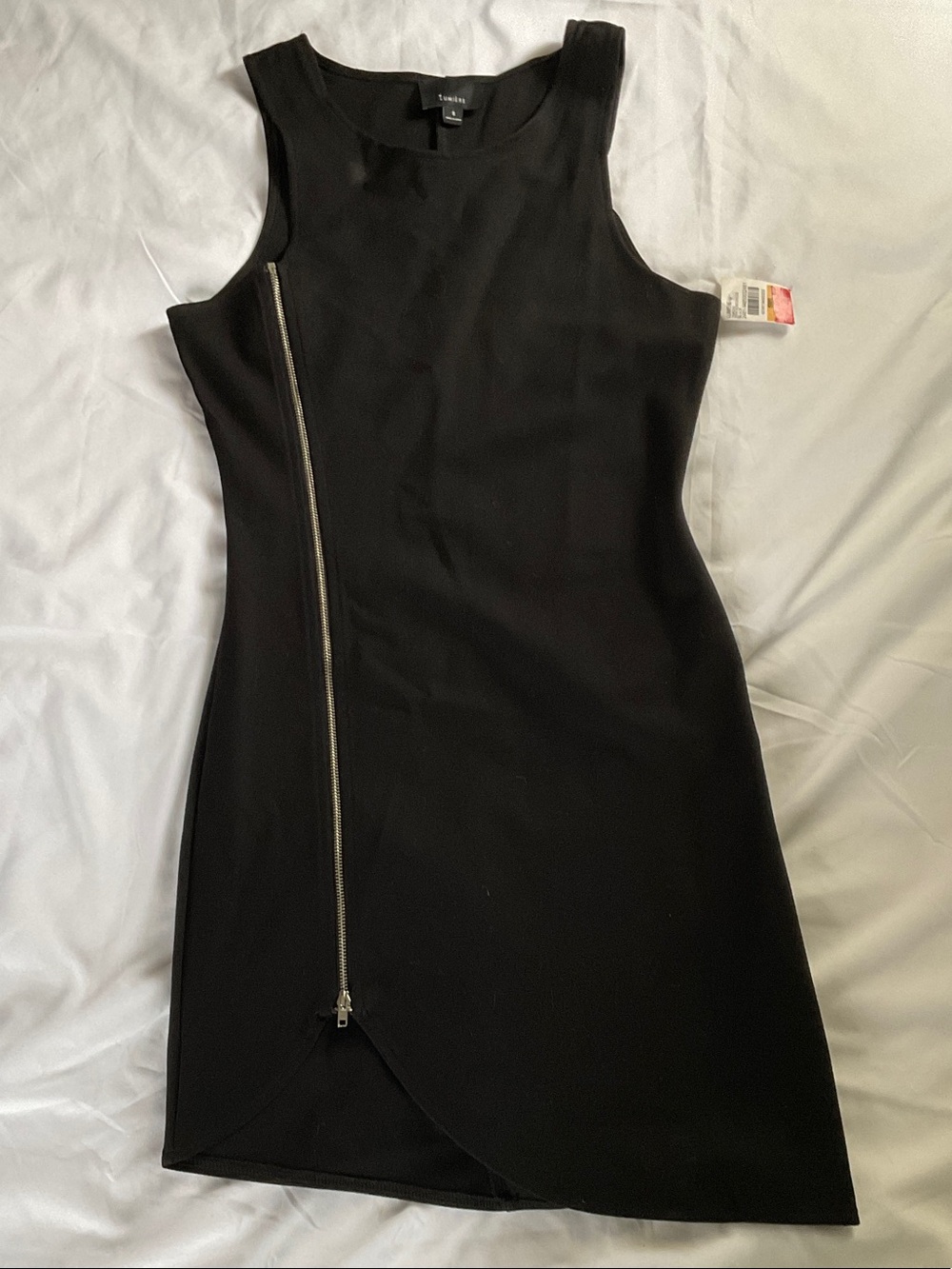 Lumiere Black Mini Dress with Silver Zip Detail